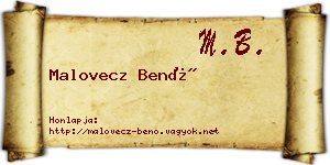 Malovecz Benő névjegykártya